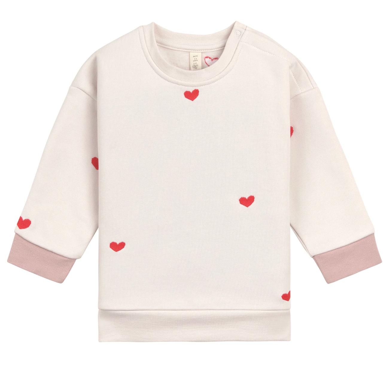Kinder Pullover - Bio Baumwolle, Herz Beige