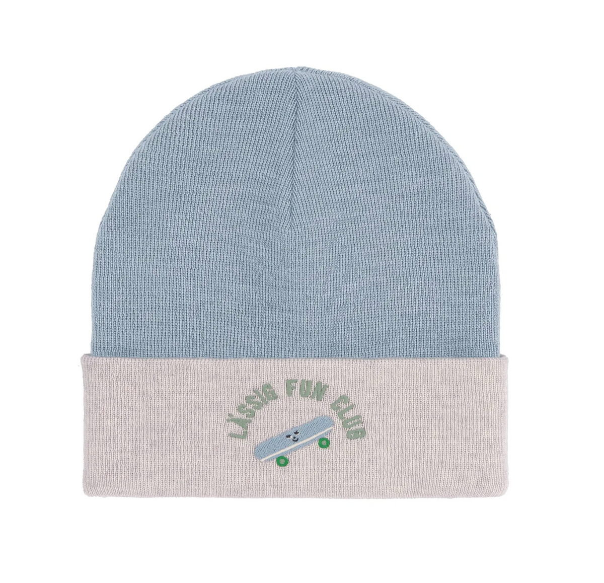 Beanie Mütze Kinder - Merino Wolle, Beige Blau