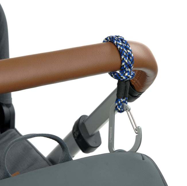 Kinderwagenhaken 2er Set - Karabiner, Schwarz Blau