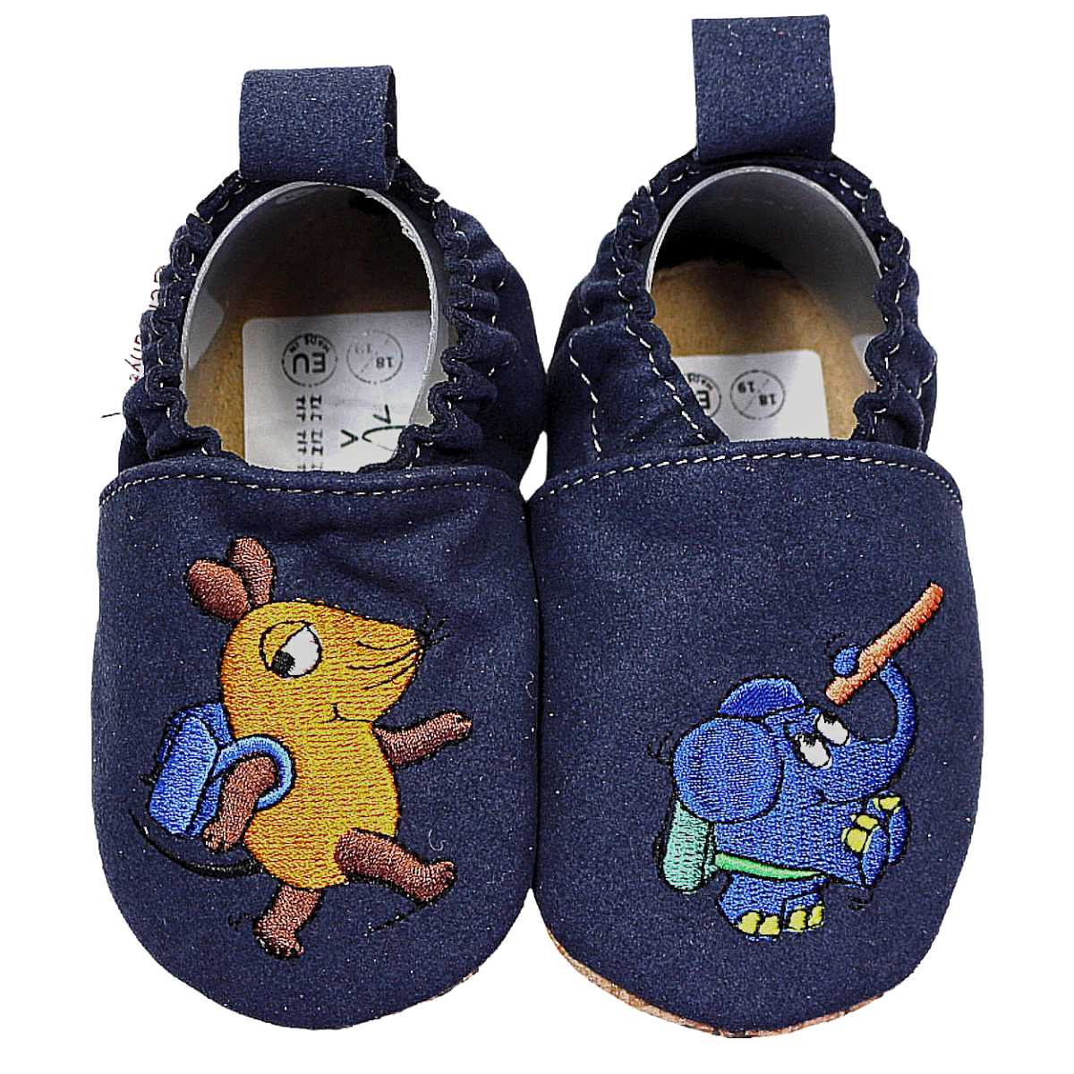 Hobea Kinderschuhe RecyStep Maus mit Elefant Schule blau
