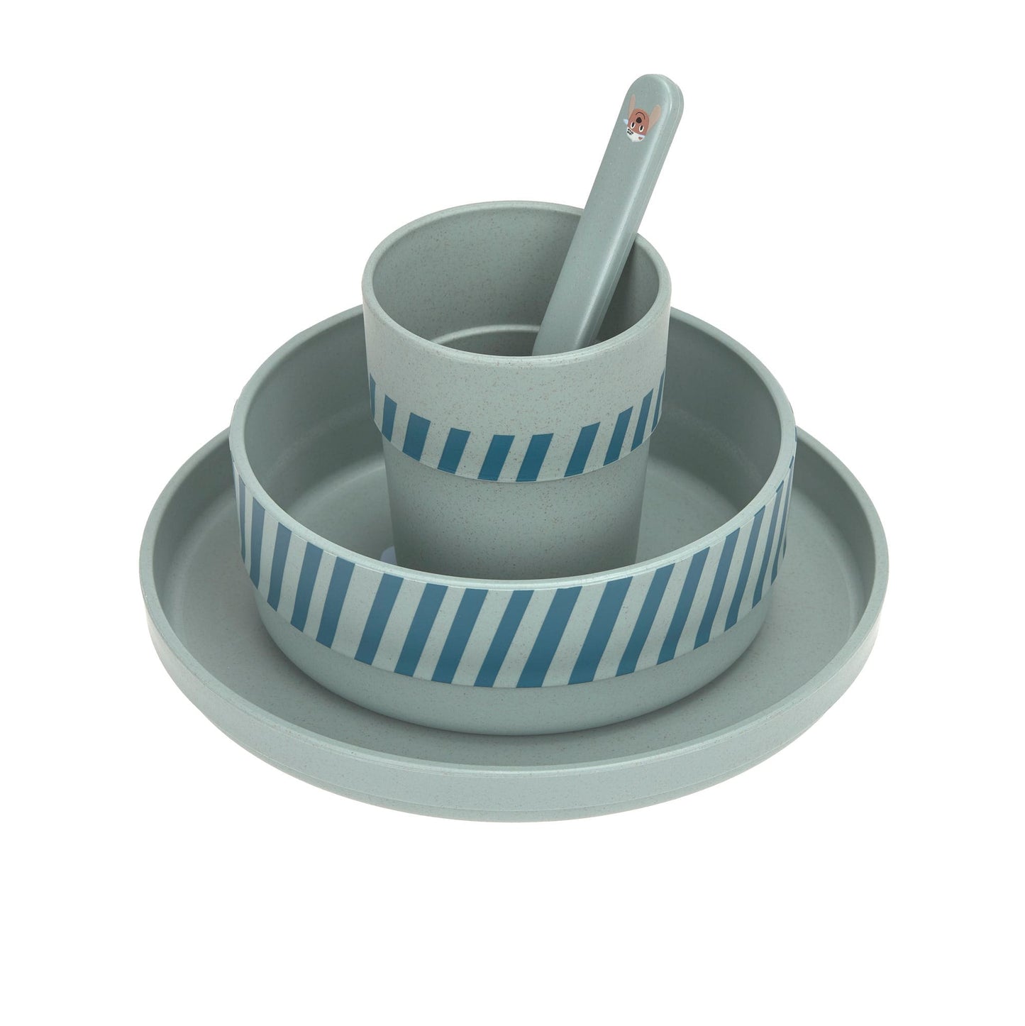 KINDERGESCHIRR SET (TELLER - SCHÜSSEL - BECHER - LÖFFEL) - TINY TEAM, HUND