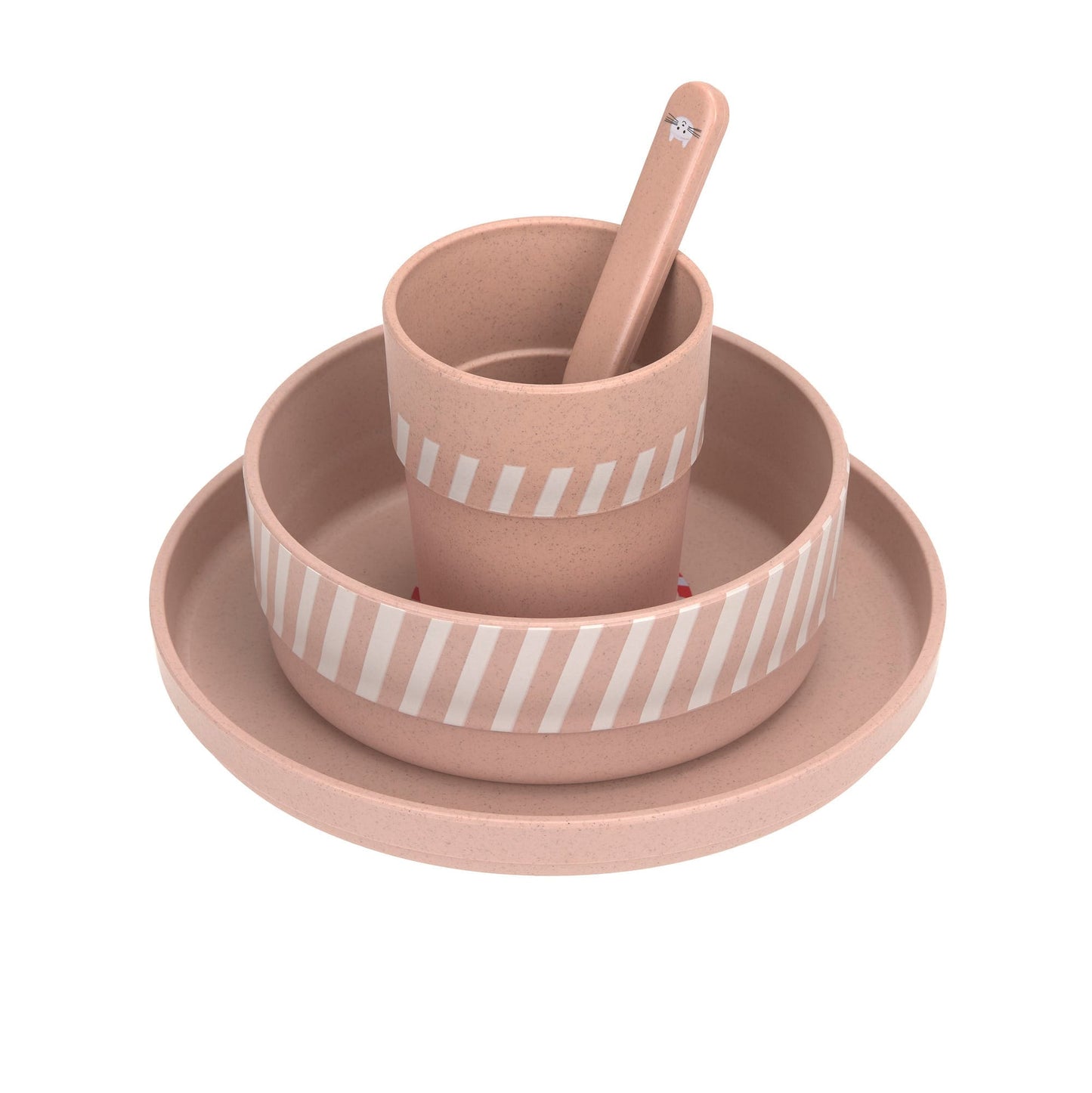 KINDERGESCHIRR SET (TELLER - SCHÜSSEL - BECHER - LÖFFEL) - TINY TEAM, KATZE