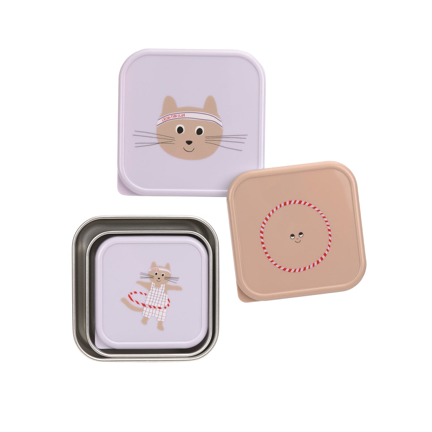 SNACKBOX KINDER (3ER SET) - EDELSTAHL BROTDOSE, TINY TEAM, KATZE