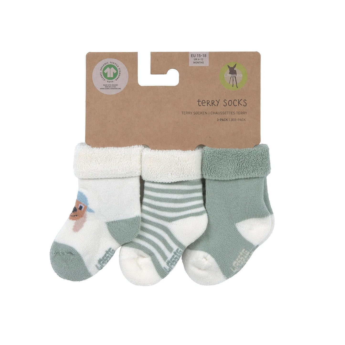 Baby Socken Frottee 3er Set - Bio Baumwolle, Hund