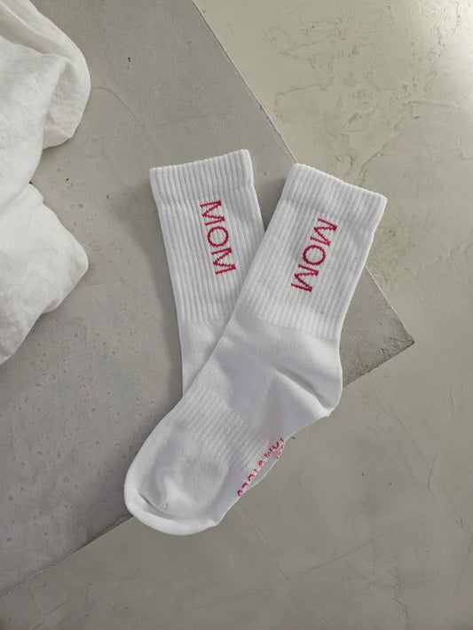 MOM Socken weiß/pink