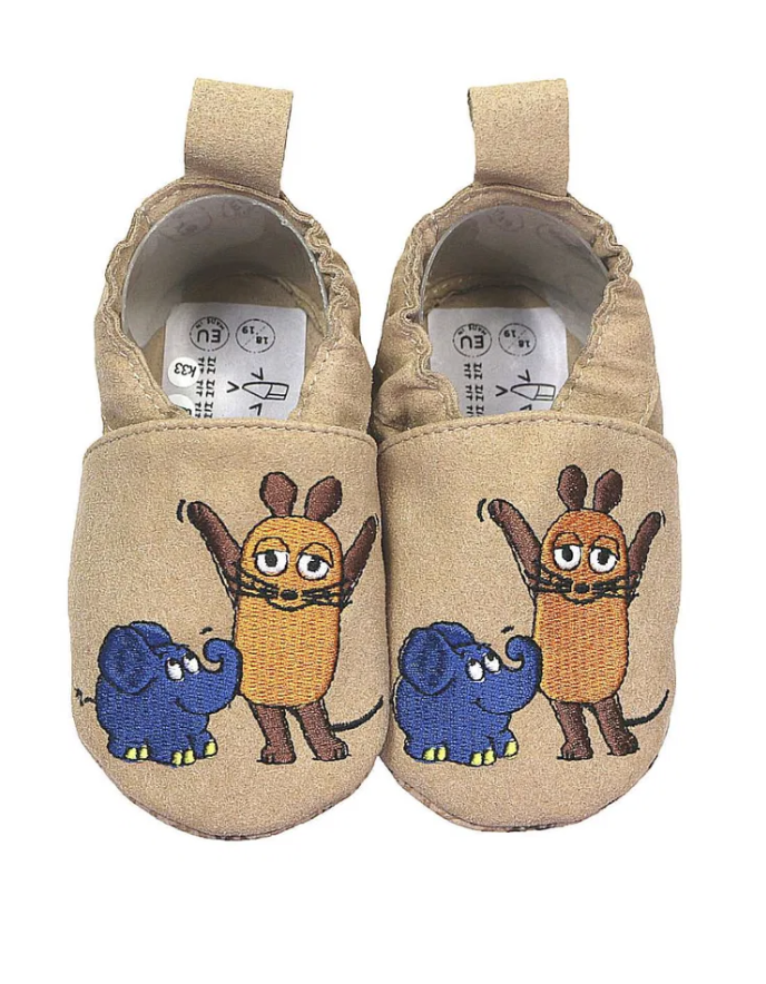 Kinderschuhe RecyStep Maus mit Elefant beige