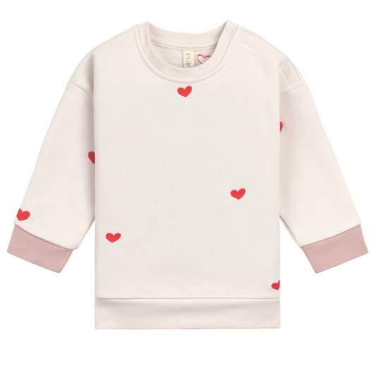 Kinder Pullover - Bio Baumwolle, Herz Beige