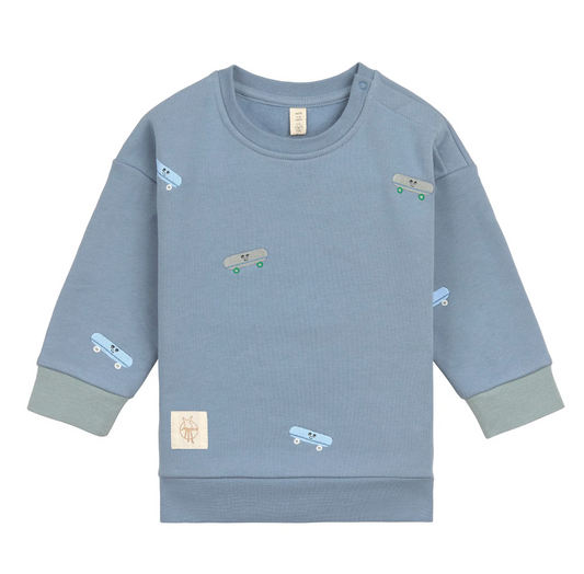 Kinder Pullover - Bio Baumwolle, Skateboard Blau