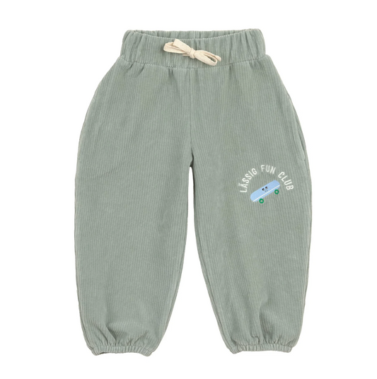 Kinder Hose Cord - Bio Baumwolle, Skateboard Granit Grün