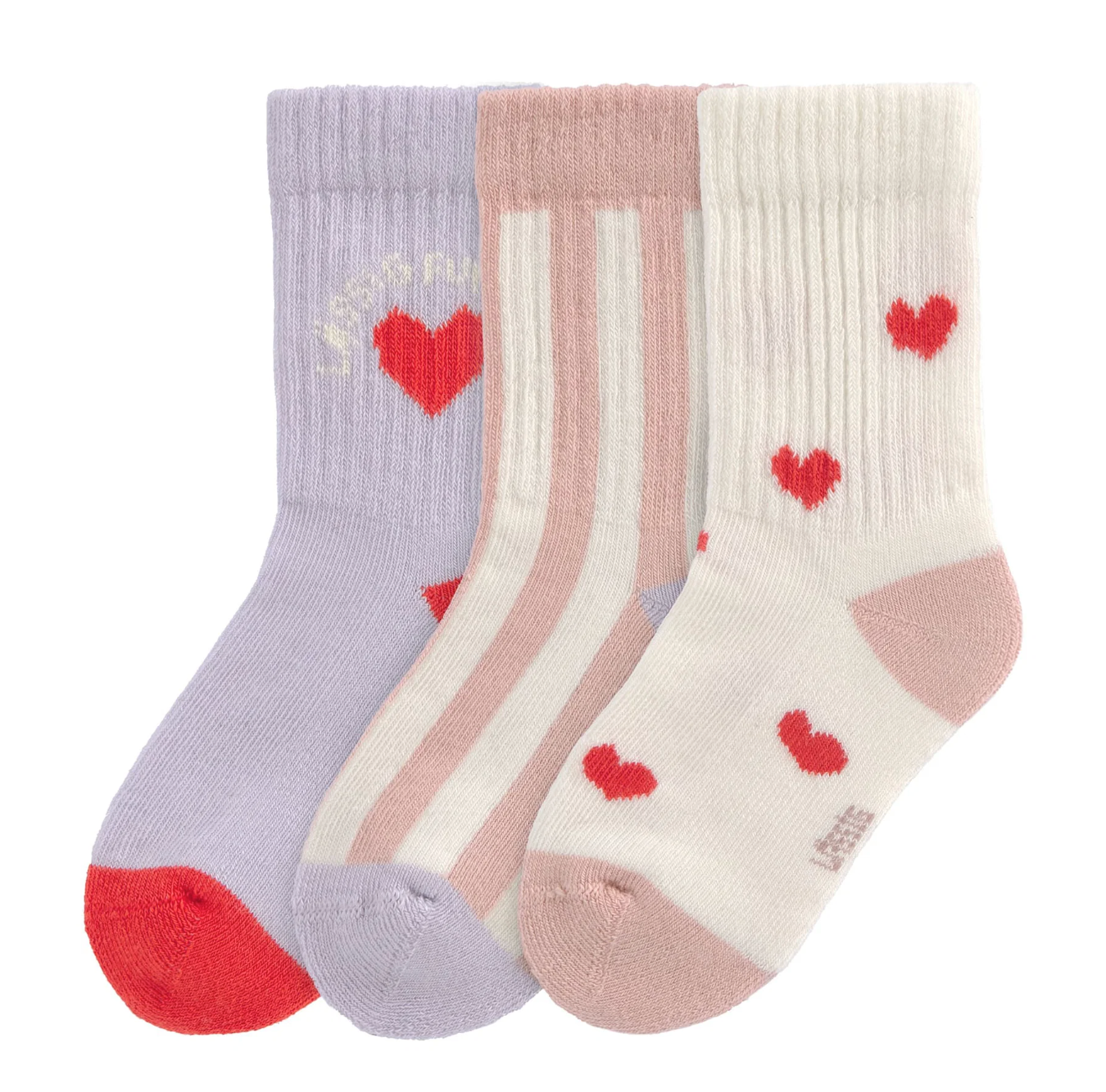 Kinder Tennis Socken 3er-Set - Bio Baumwolle, Herz