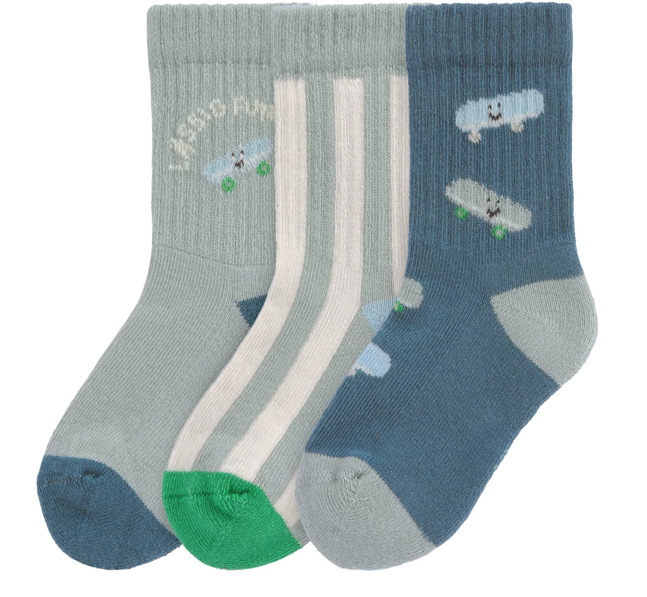 Kinder Tennis Socken 3er-Set - Bio Baumwolle, Skateboard