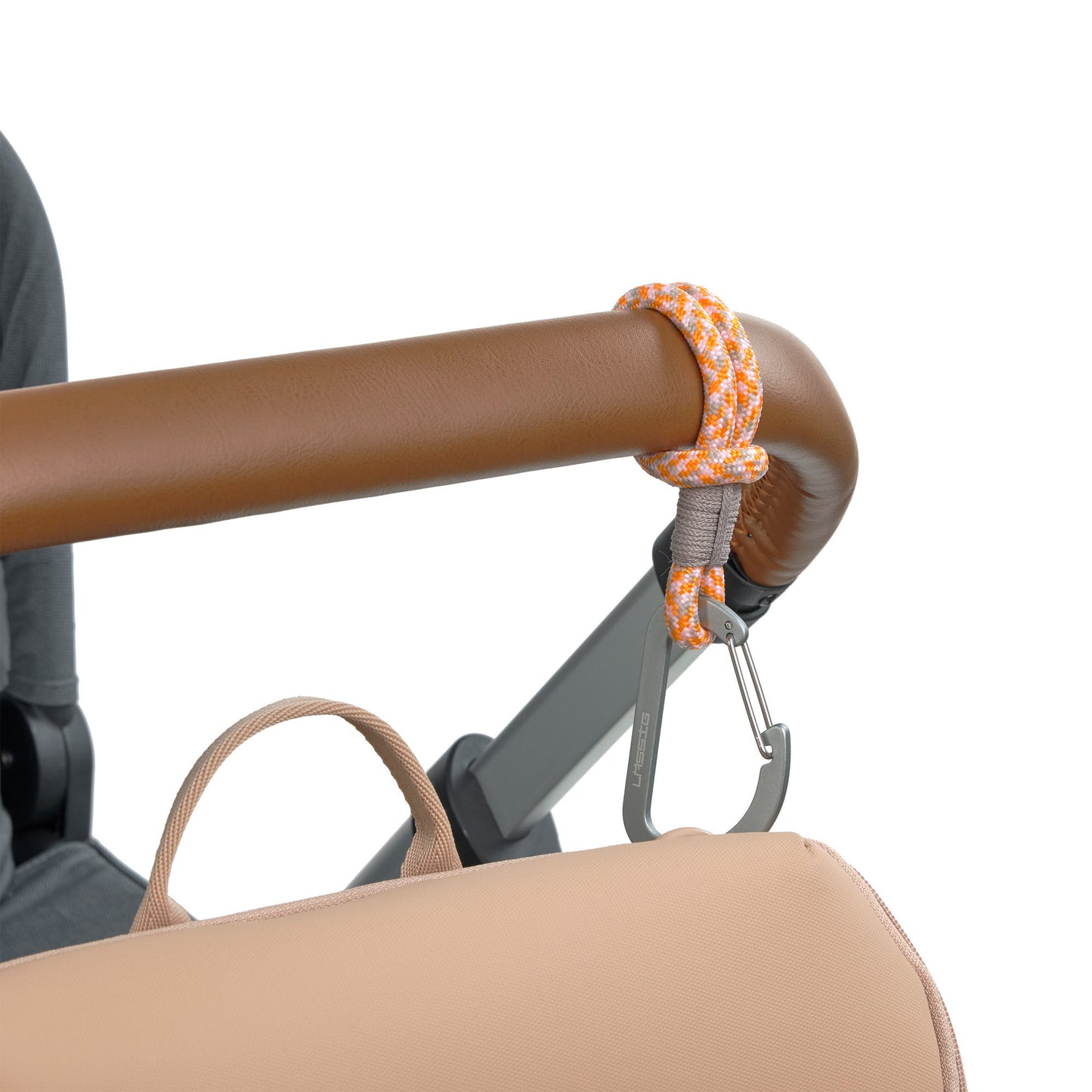 Kinderwagenhaken 2er Set - Karabiner, Beige Orange