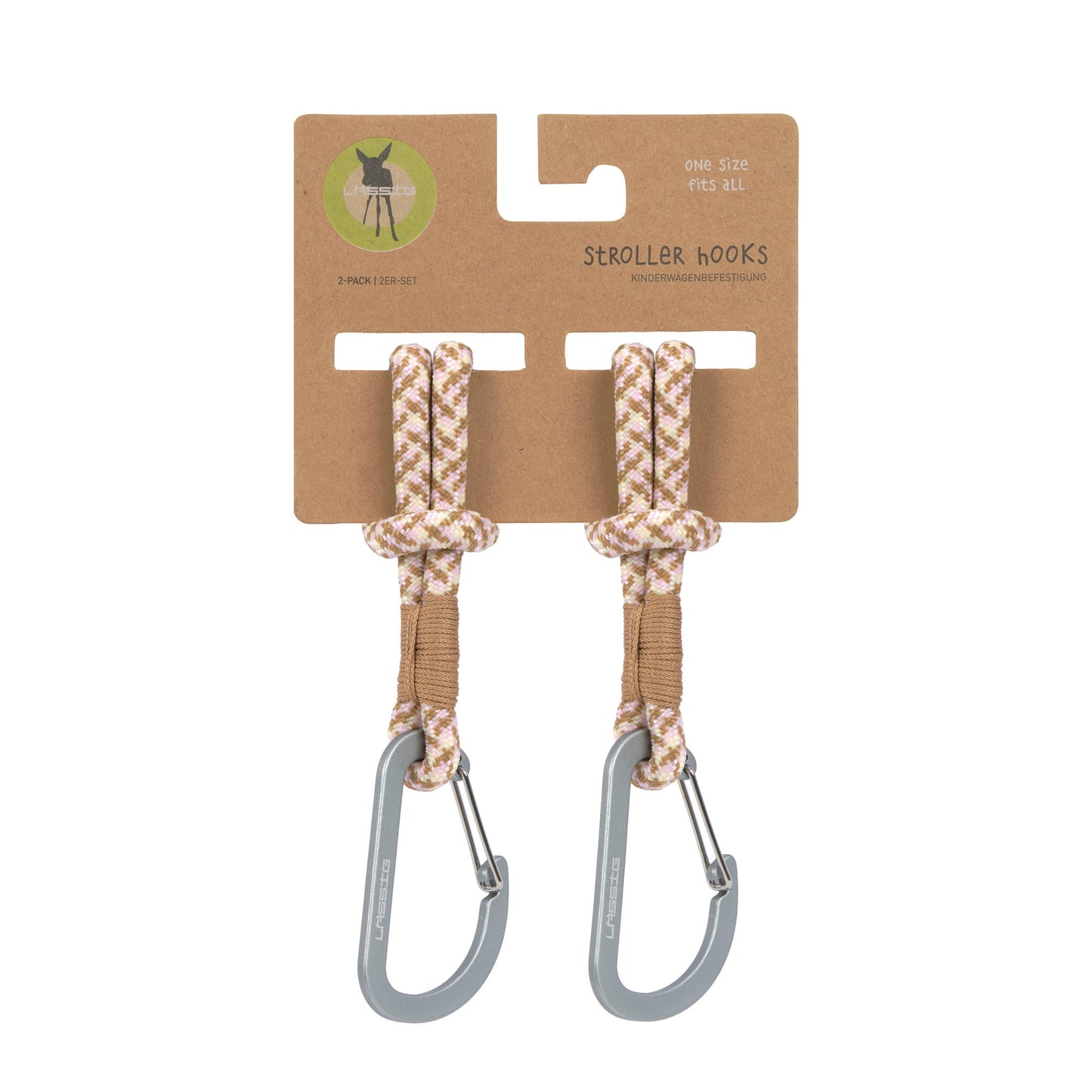 Kinderwagenhaken 2er Set - Karabiner, Beige Vanille