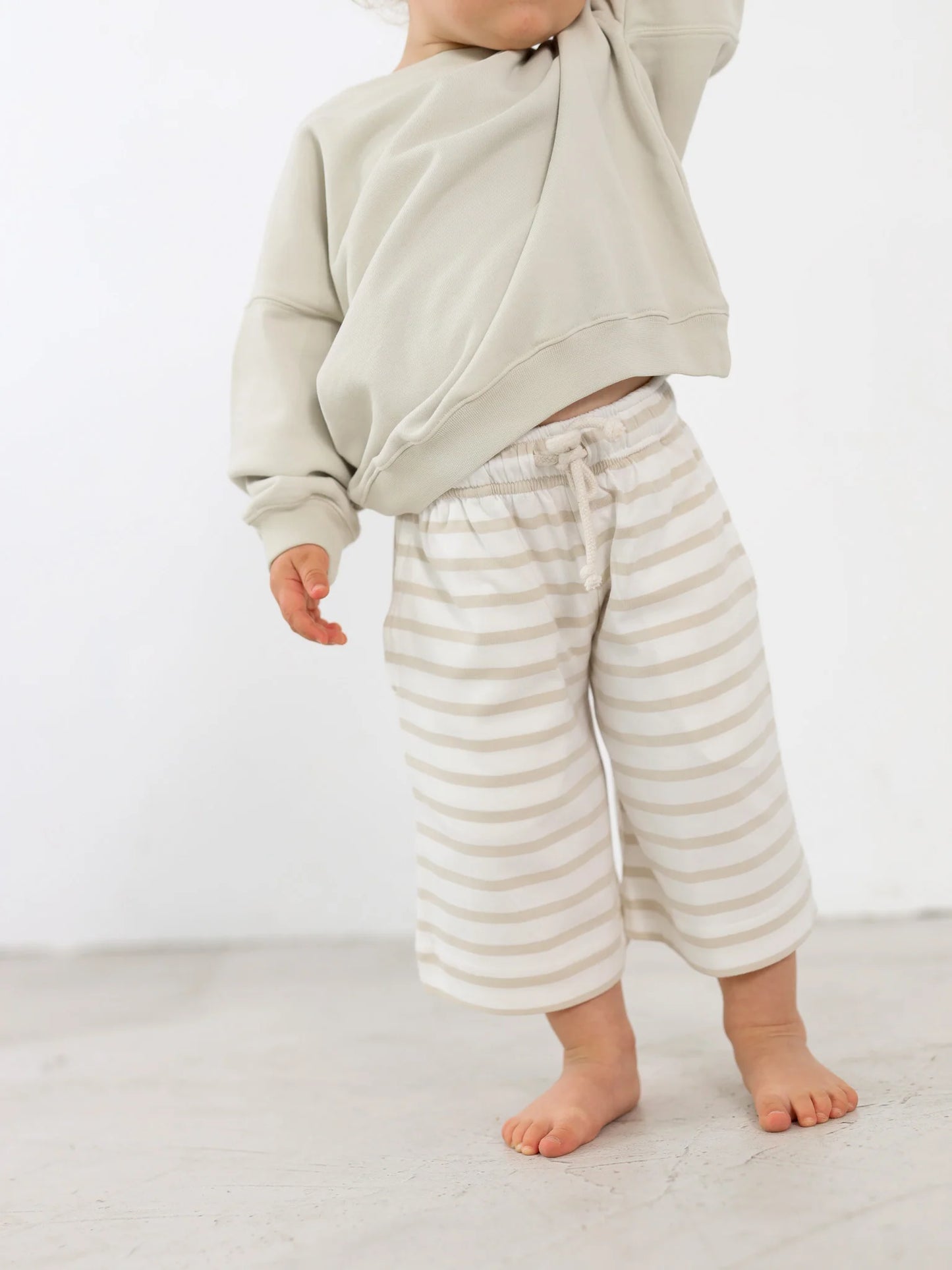 Flowy Pants Striped Kids - beige/milk