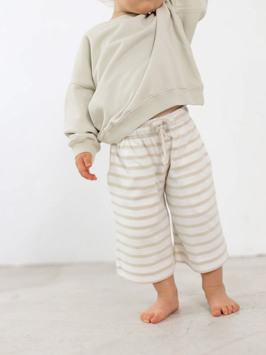 Flowy Pants Striped Kids - beige/milk