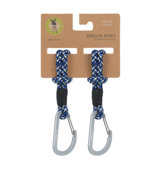 Kinderwagenhaken 2er Set - Karabiner, Schwarz Blau