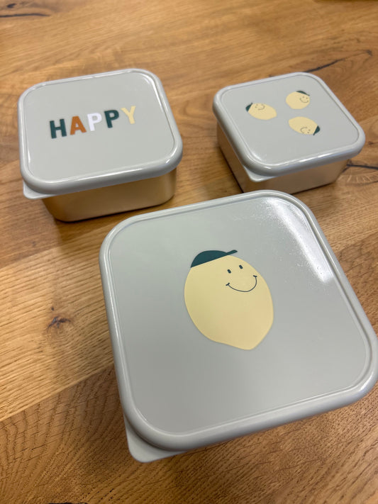 Snackbox Stainless Steel 3 pcs Happy Fruits Lemon