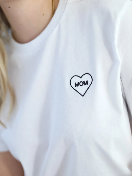 Mom Heart Shirt weiß/schwarz