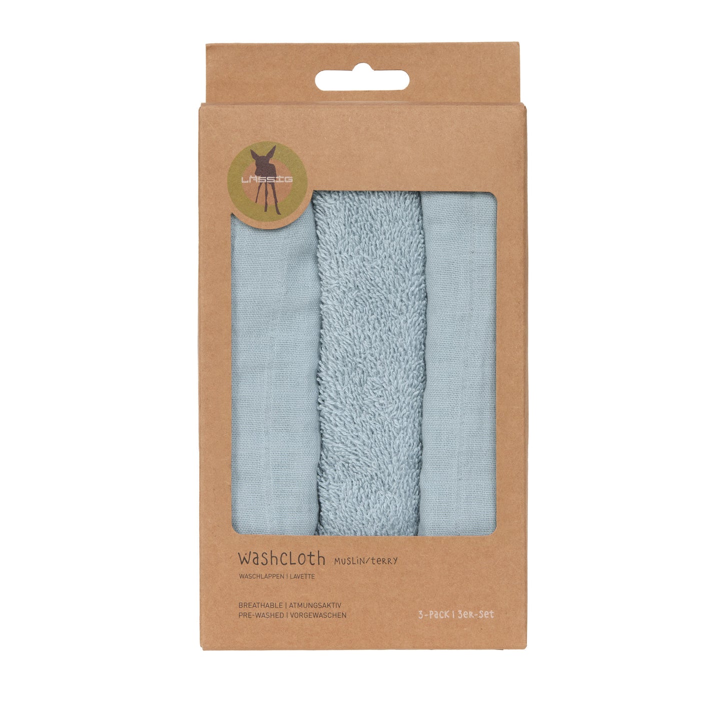 Muslin/Terry Washcloth Set 3 pcs powder blue